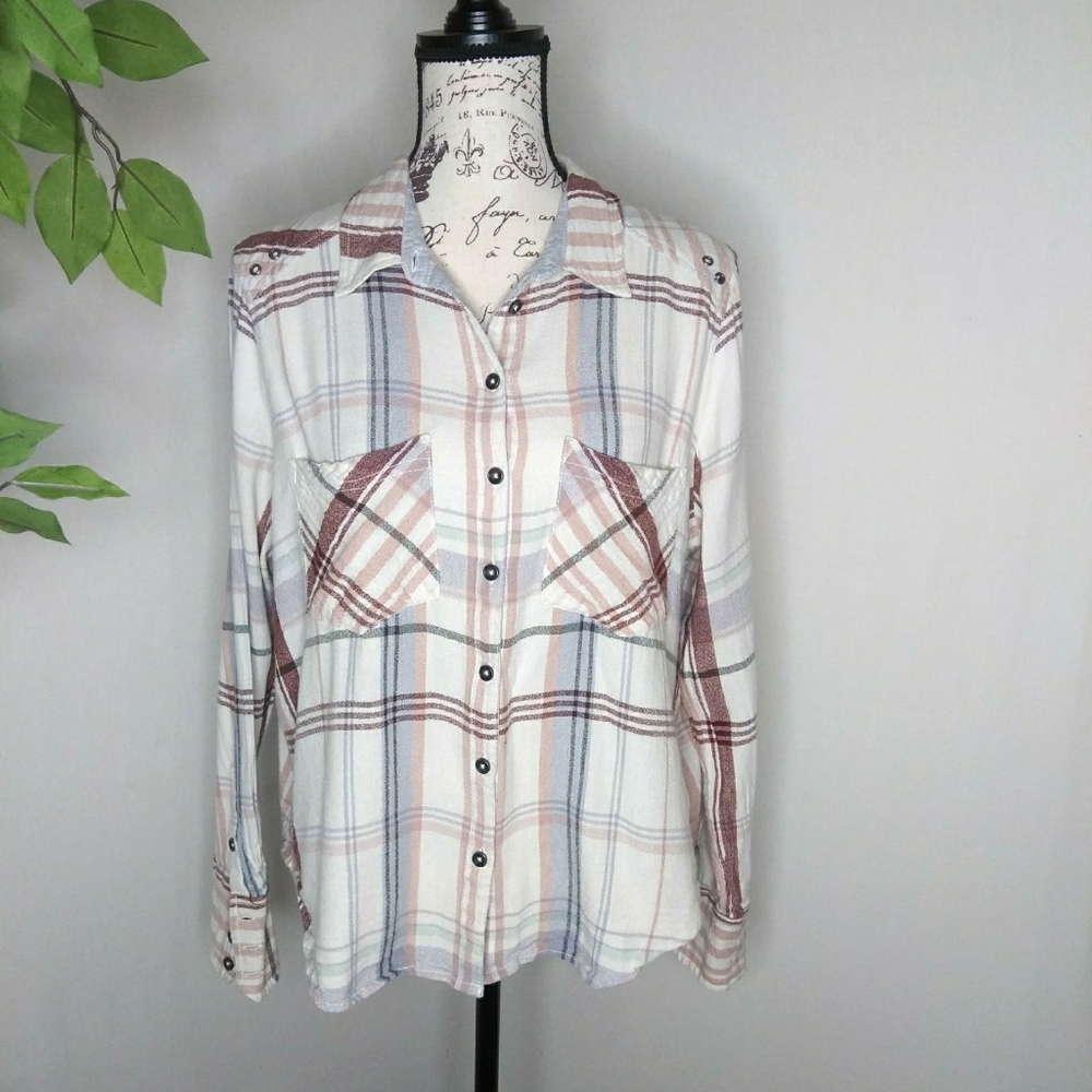 Free People"Wesley" Plaid Print Top - Picture 4 of 8